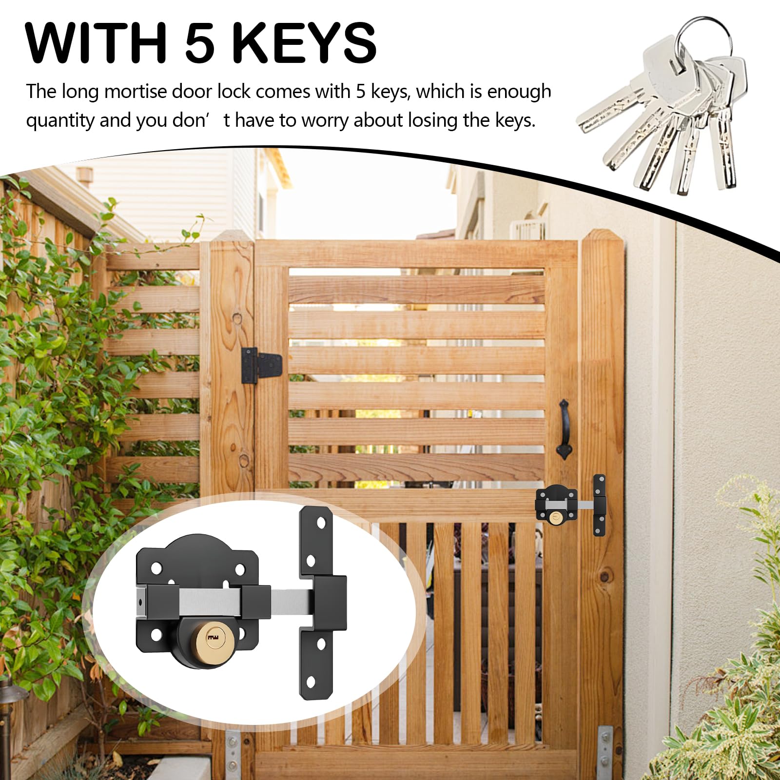 Cerradura Puerta, Cerradura Puerta Interior con Cilindro de Bloqueo de 50 mm Doble Bloqueo de Acero Inoxidable con 5 Llaves para Puerta de Metal Puerta de Madera Entradas de Casas Dormitorios