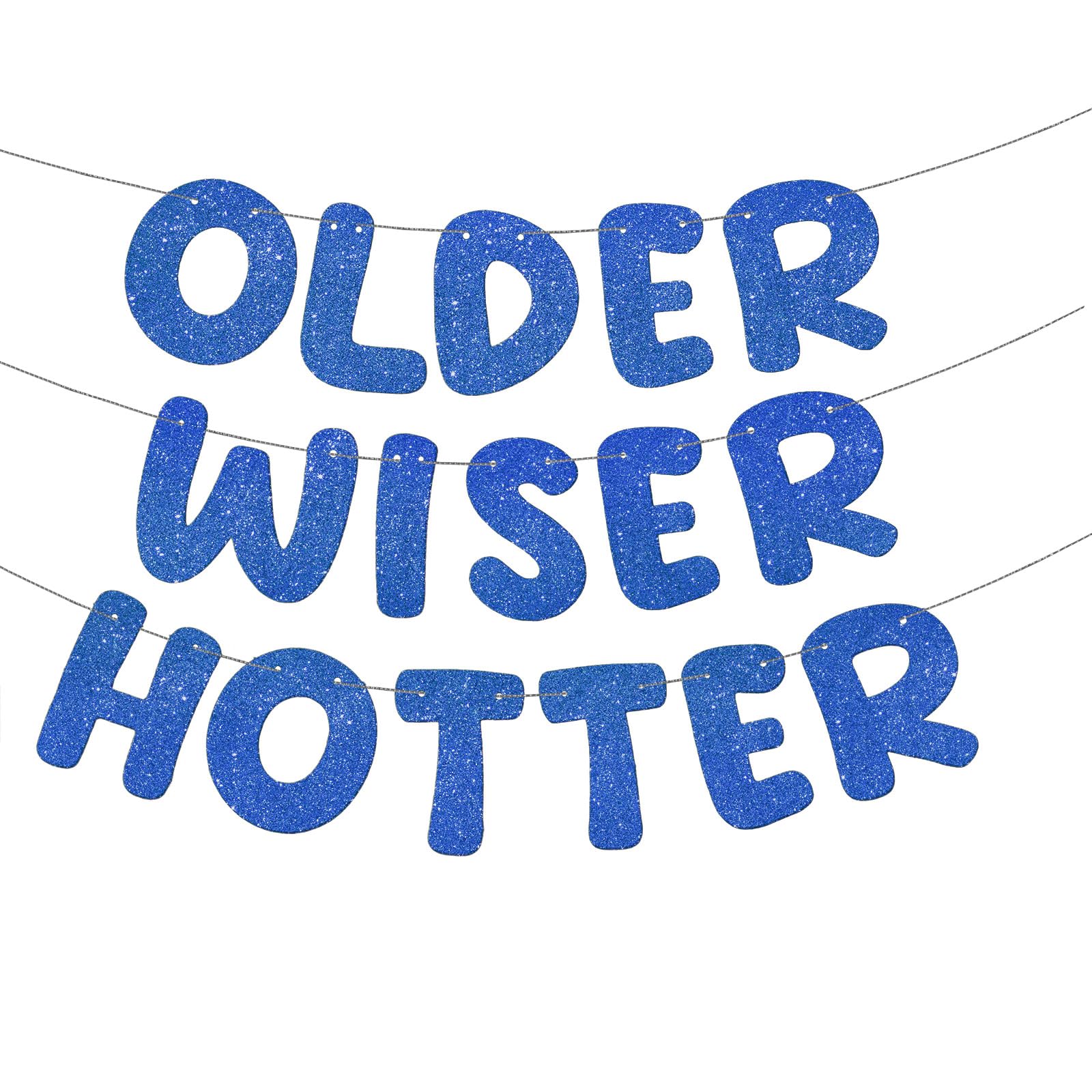 Fulmoon Older Wiser Hotter Banner Birthday sign, Navy Blue