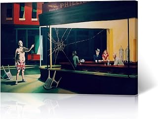 HB Art Design Edward Hopper's Nighthawks Remake Painting Mural Graffiti Banksy Canvas Wall Art Print Living Room Bedroom Kitchen Bathroom Office Dorm Room Modern Decor Ready to Hang - 30x40