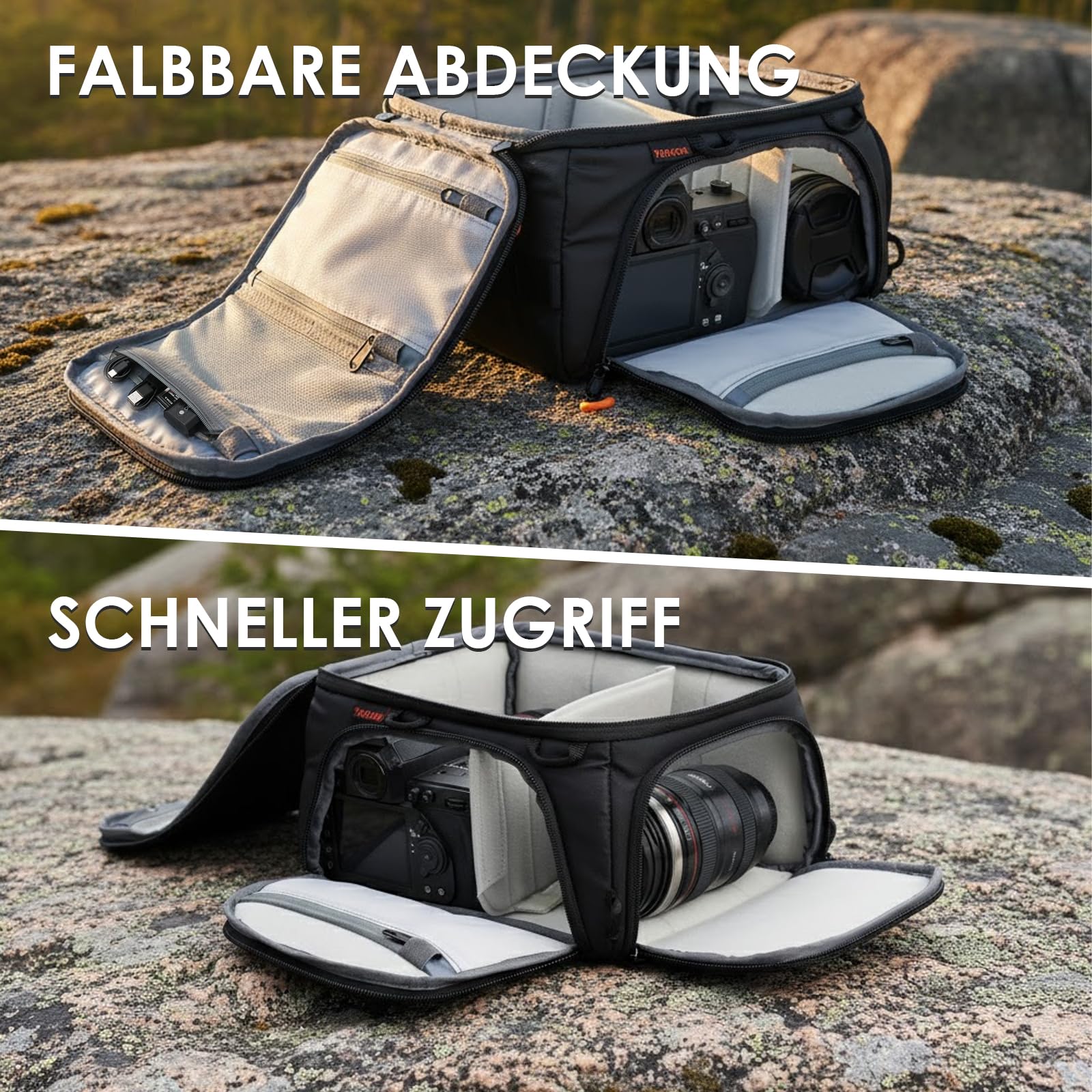 TARION Kamera Einsatztasche Innen Kameratasche: Kamera Einsatz für Rucksack Innentasche Gepolsterte SLR Tasche mit Abnehmbare Decke für DSLR Objektive Spiegelreflex ShellCore(S) | Schützender Rucksack Einsatz für SLR DSLR Kameras Objektive Spiegelreflex S