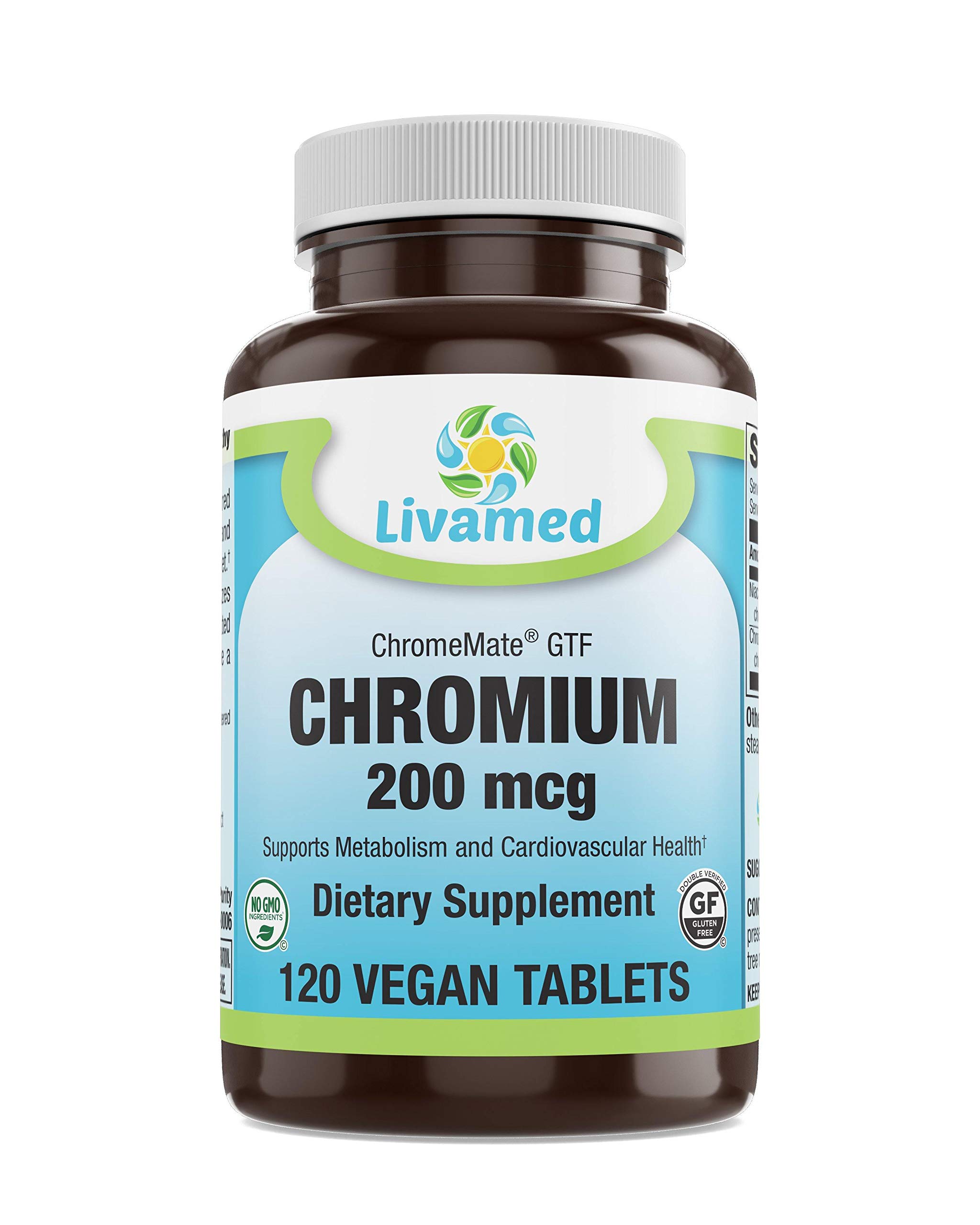 Chromium 200 mcg (ChromeMate GTF) Veg Tabs 120 Count