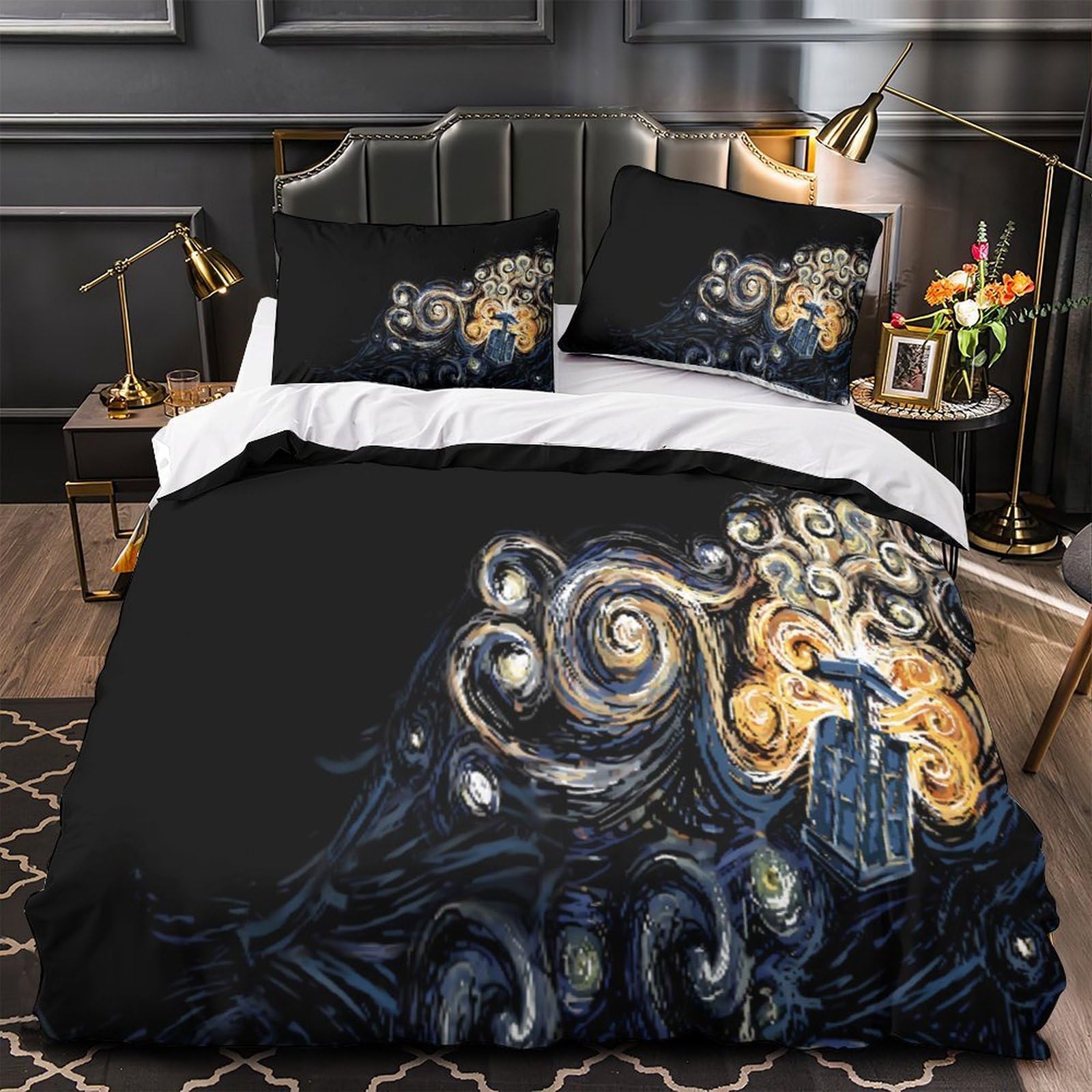 Housse de couette hypoallergénique imprimée 3D parure lit douce 200x200