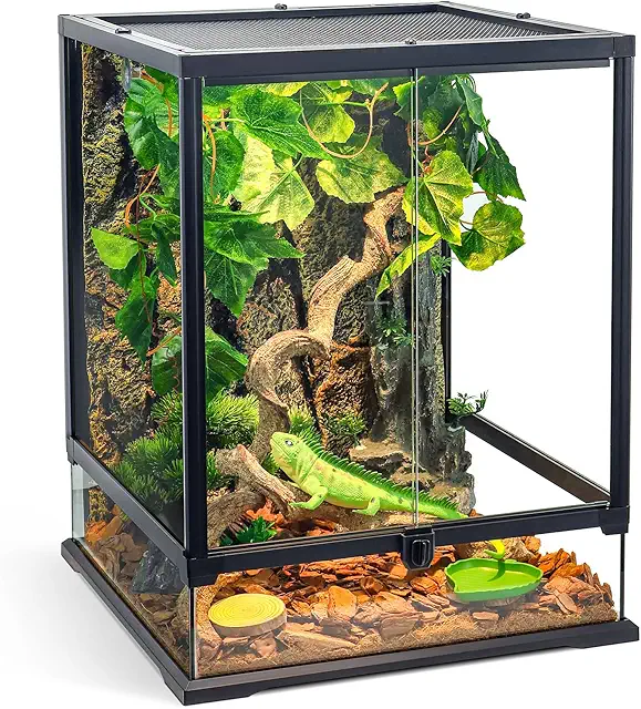 35 Gallon 24x18x18 Glass Reptile Terrarium - 360° View Front Door Enclosure