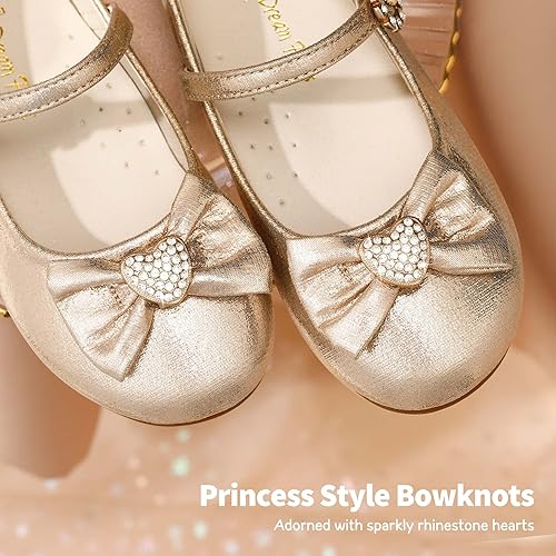 Miniatura 2 de Dream Pairs ANGEL-22 Mary Jane - Bailarina plana con lazo frontal con forma de corazón y diamantes de imitación (niñoniña pequeña)