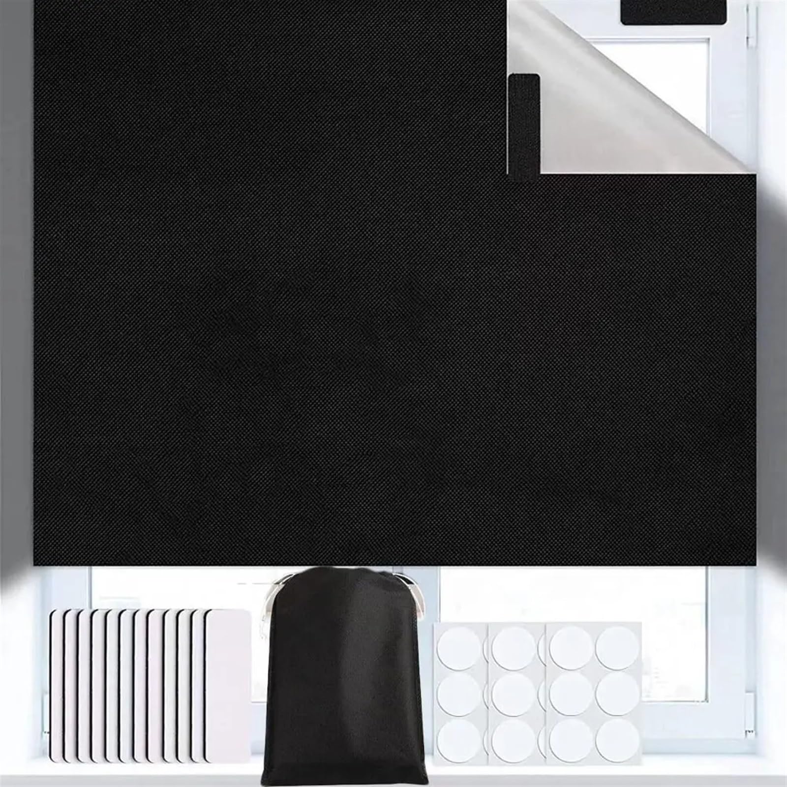 XIUsheUA blackout blinds stick on Travel DIY Non-perforated Temporary Curtain Blackout Blind Window Thermal Insulated Kitchen Curtains Stick On Cover(B-150x300cm)