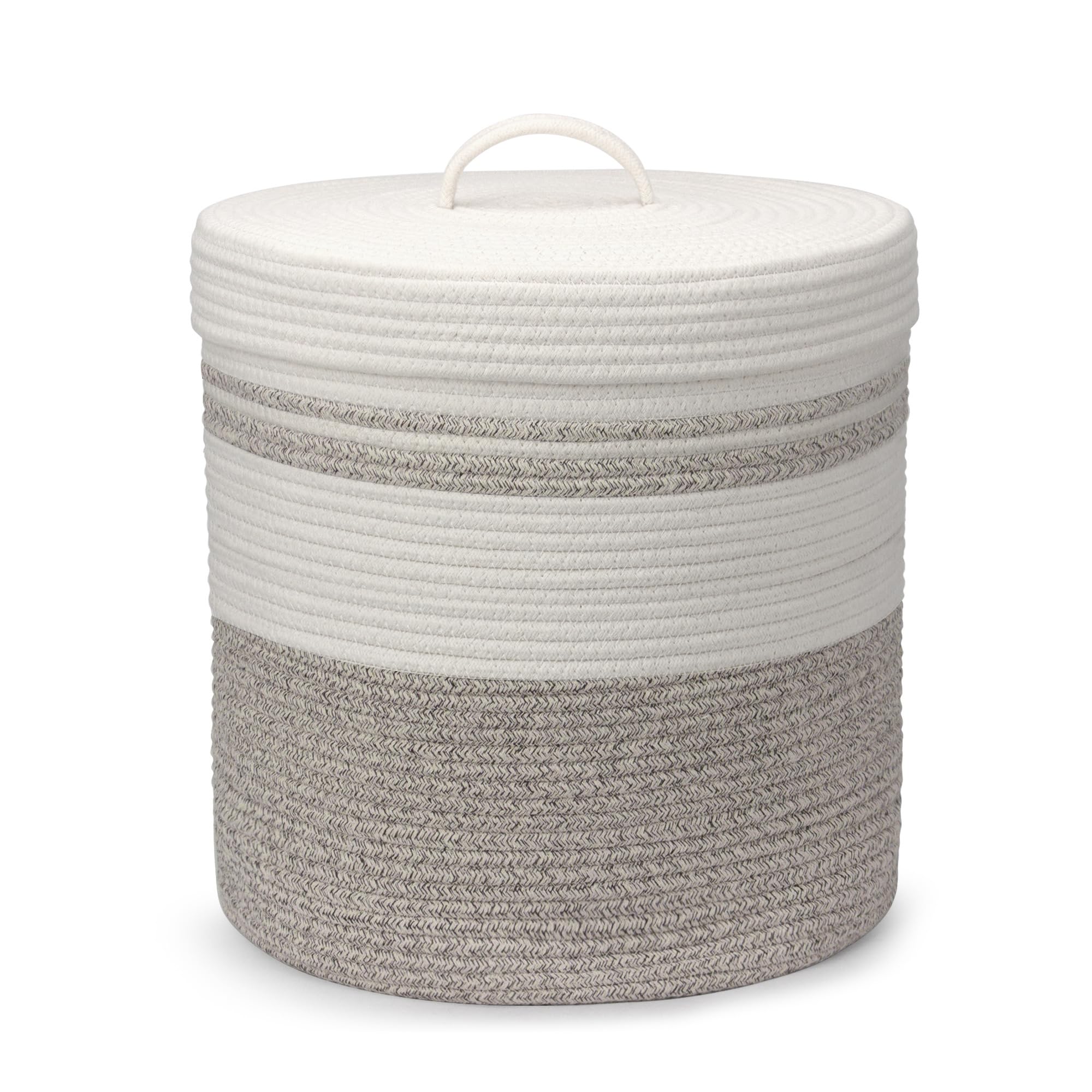 Goodheim Foldable Laundry Basket Small with Lid, Laundry Hamper - Laundry Baskets, Baskets Braided Cotton Basket - Storage Basket Small Laundry Basket Children's Room (35 x 42 cm)