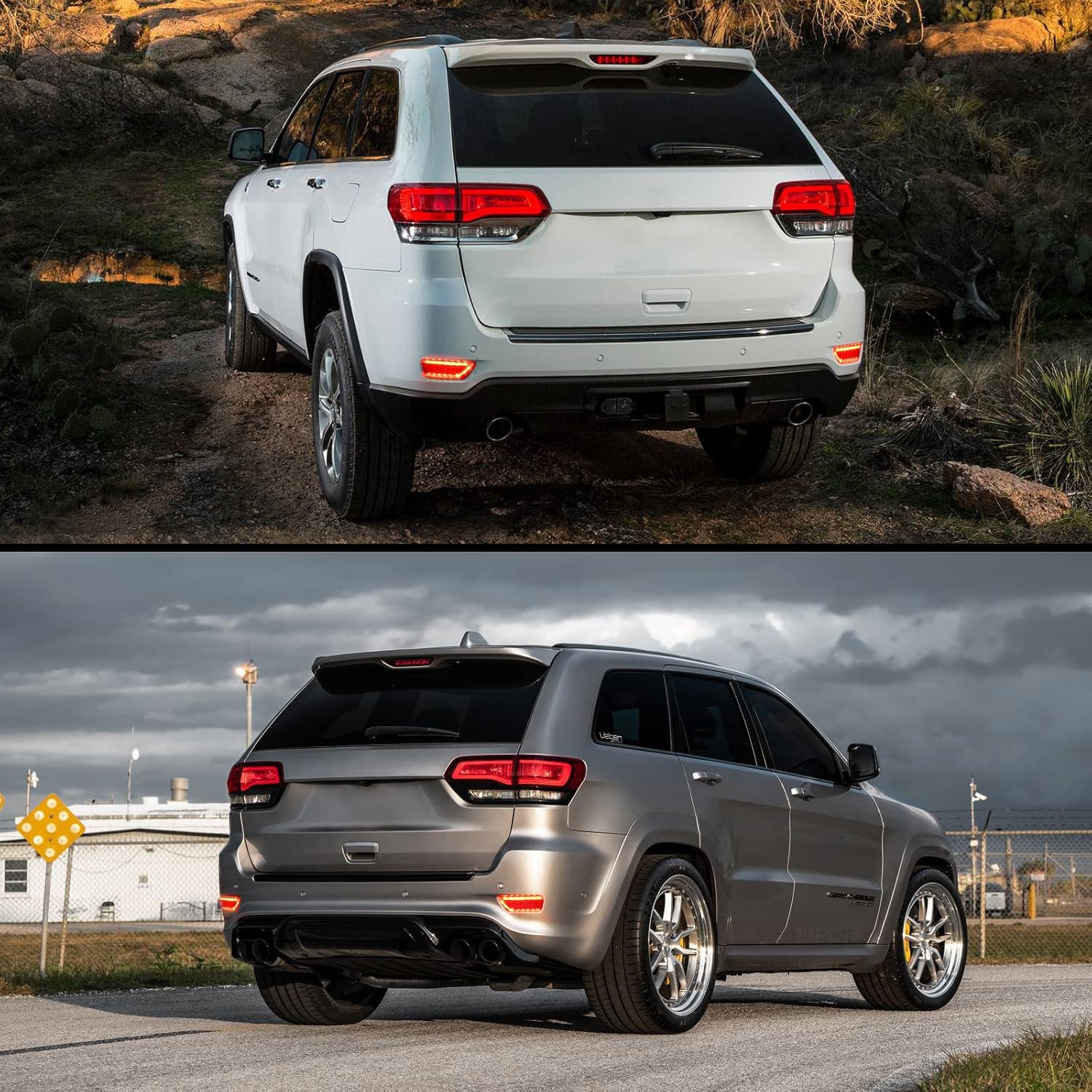 Rear Bumper Reflector Light Lamp Compatible with Jeep Grand Cherokee 2012-2018, Patriot 2013-2017, Dodge Journey 2012-2020 Back Bumper Reflectors Left & Right Red Les Replace # 57010720AC, 57010721AC