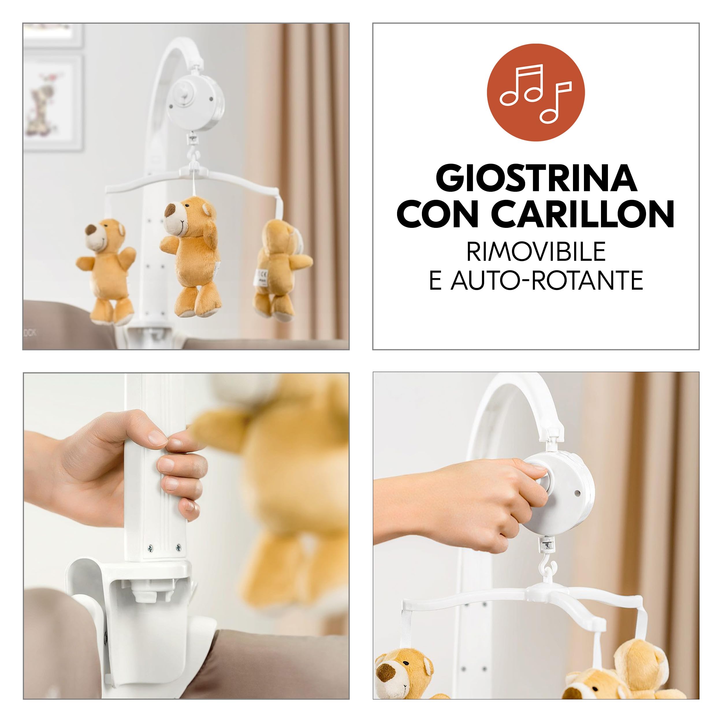 hauck Lettino Campeggio BabyCenter Zoo - Culla Campeggio con 2° Livello, Arco Giochi e Ruote - Culla da Viaggio con Borsa, Fasciatoio e Organizer - Beige