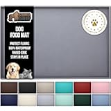GORILLA GRIP 100% Waterproof Raised Edge BPA Free Silicone Pet Feeding Mat, Dog Cat Food Mats Contain Spills Protects Floors, Placemats for Cats and Dogs Water Bowl, Pets Accessories 18.5x11.5 Gray