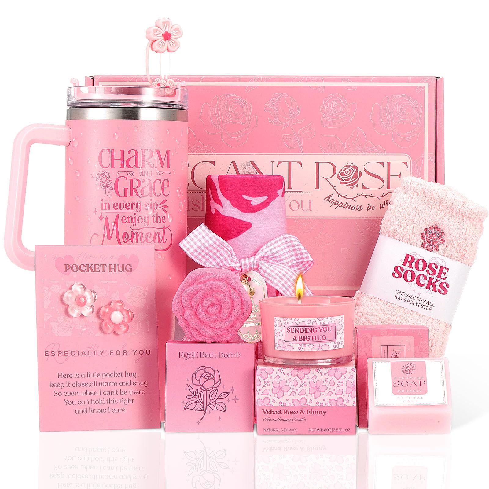 Gift for Womens Birthday Gifts for Women Self Care - Valentines Day Gifts Box for Her Mom Wife Daughter Sister Girlfriend Best Friend, Rose Relaxation