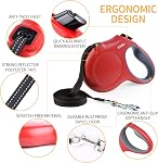Fida Retractable Dog Leash with Dispenser and Poop Bags, 16 ft Pet Walking Leash for Small Dog or Cat up to 26 lbs, Anti-Slip Handle, Tangle Free, Reflective Nylon Tape (S, Red)