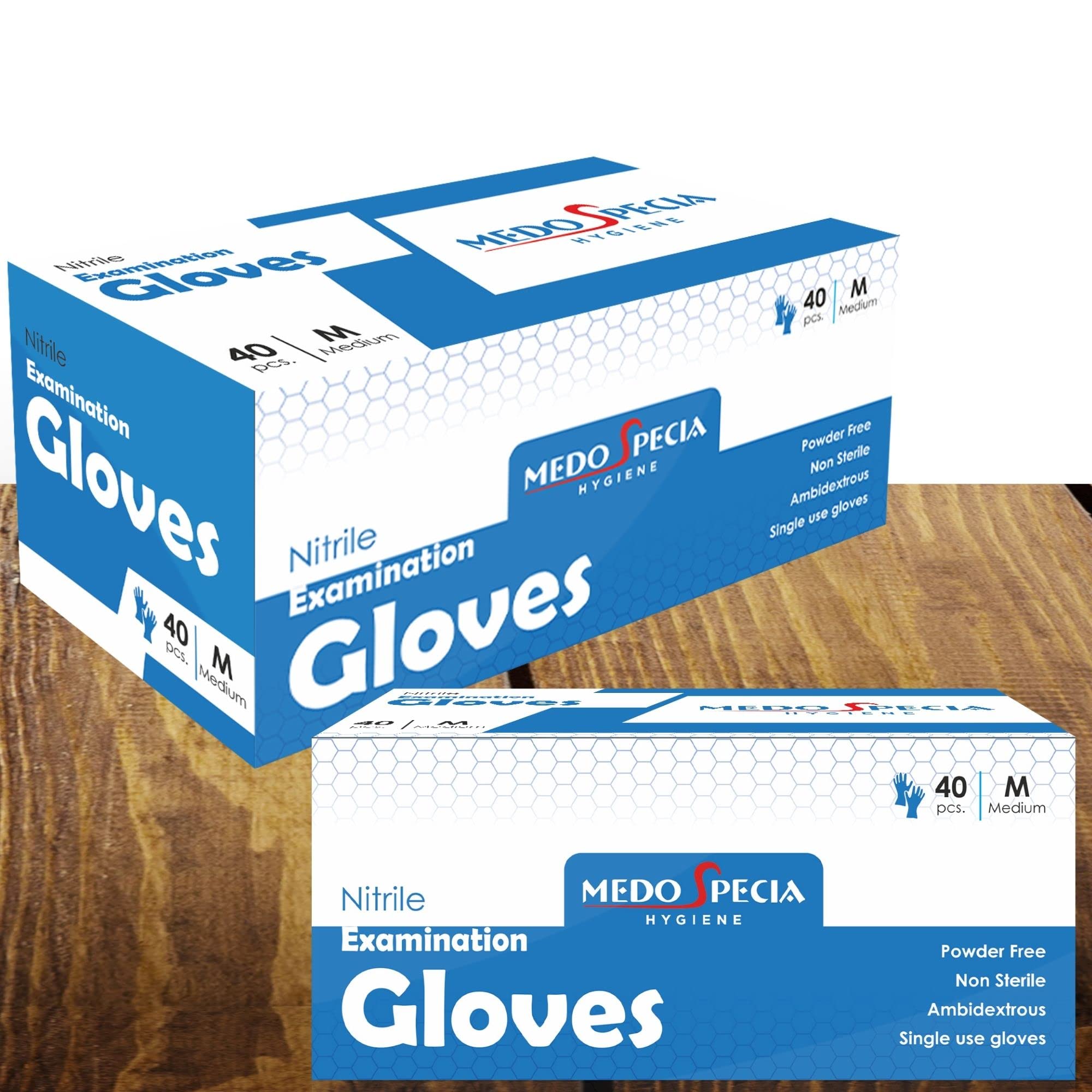 Powder Free Disposable Nitrile Gloves (Pack of 2 Boxes) (Blue, Medium)