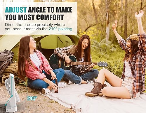 Miniatura 4 de Ventilador recargable de 20000 mAh para camping, ventilador de batería de larga duración de 55 horas, ventilador de mesa cuadrado de 10 pulgadas