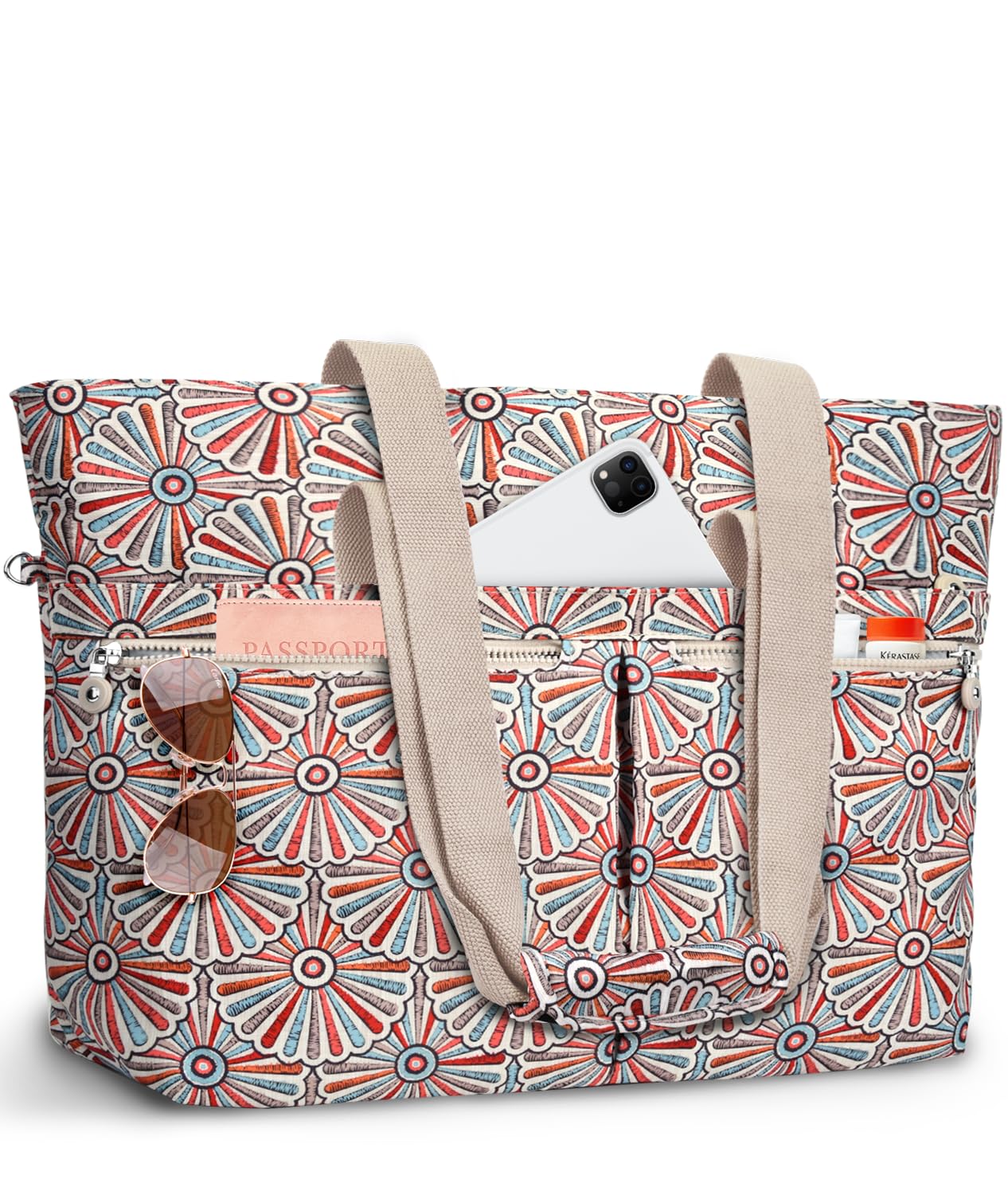 ENONEO Borsa Mare Donna Grande Borsa Spiaggia Famiglia 45L Impermeabile Borsas Piscina XXL Shopper Tote Bag con Cerniera Borse da Spiaggia Pieghevole per Shopping Viaggio Picnic