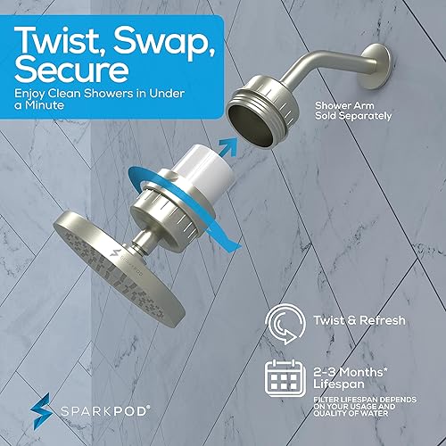 Miniatura 7 de SparkPod Juego de cabezal de ducha filtrado de lujo de 23 etapas, reduce el cloro y los metales pesados, filtro de regadera de alta presión (6