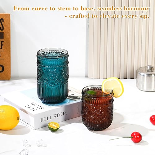 Miniatura 4 de Juego de 12 vasos grises para beber Highball de 12 onzas y vasos de cóctel de 12 onzas, juego de cristalería vintage de cocina gris, vasos de vidrio