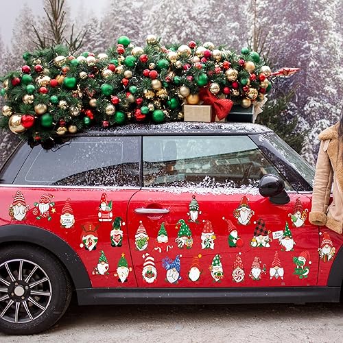 Miniatura 6 de Hoteam 30 calcomanías magnéticas reflectantes de gnomo magnético de Navidad para decoración de coche, calcomanías de garaje para decoración de