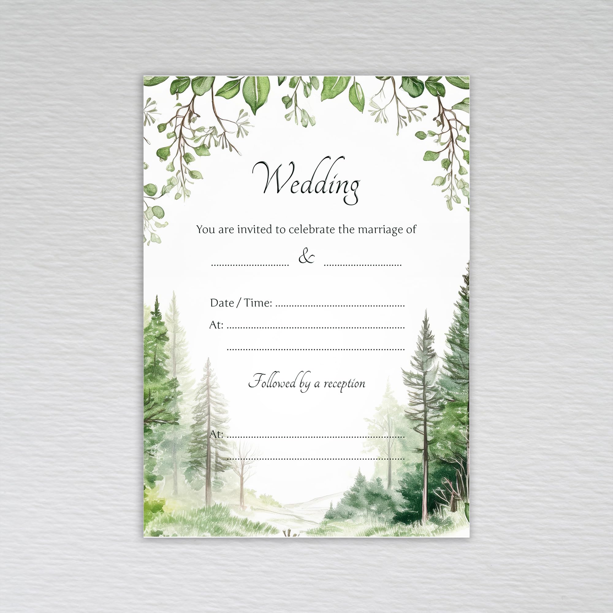 Webspectations Woodland Wedding Invitations/Tree Themed: Green Forest Wedding Invites (Pack of 50 without Envelopes)