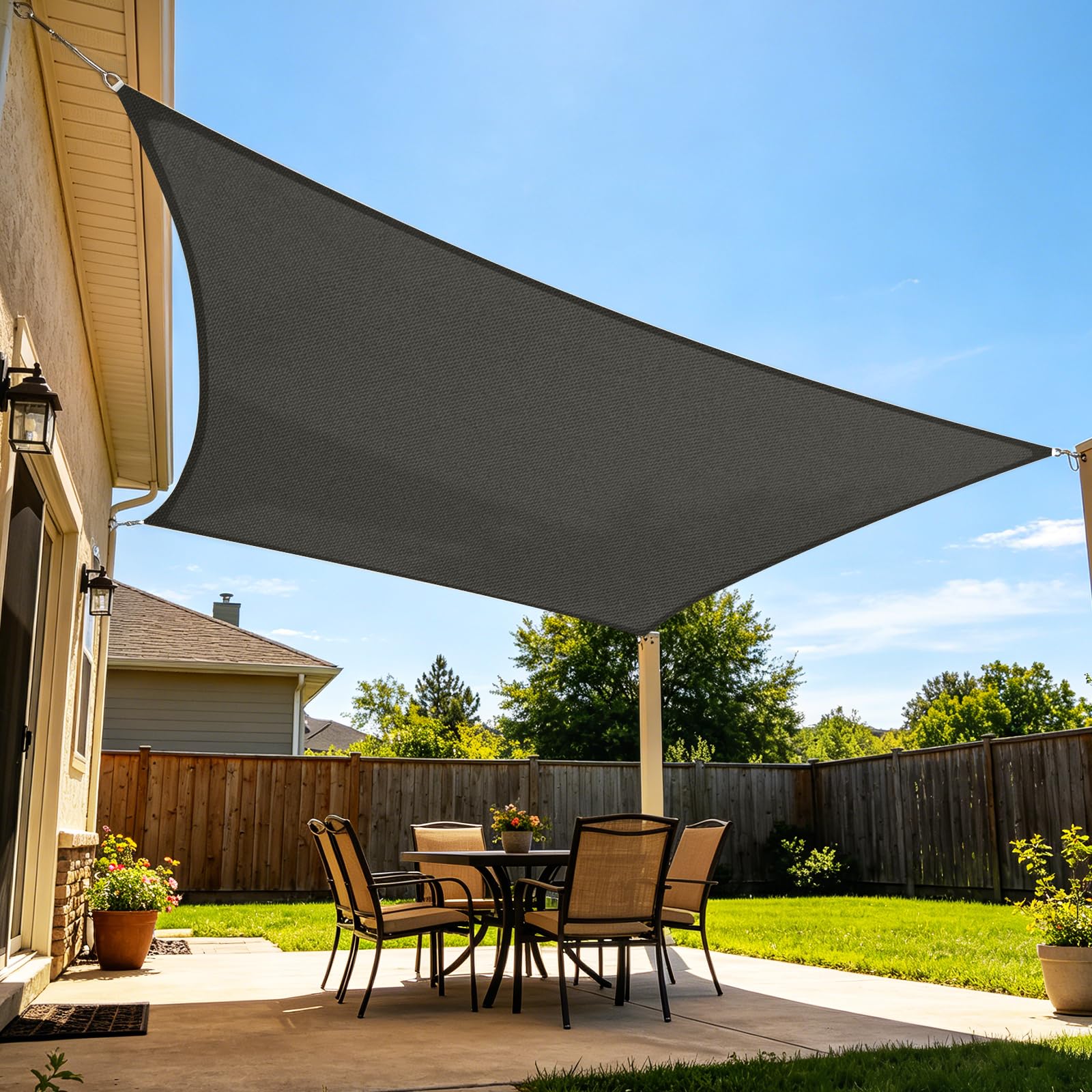 Amagenix Voile d’ombrage 3x4m Rectangulaire, Imperméable Anti-UV 95% | avec cordes de fixation, en polyester PES – Pour balcon, terrasse et jardin