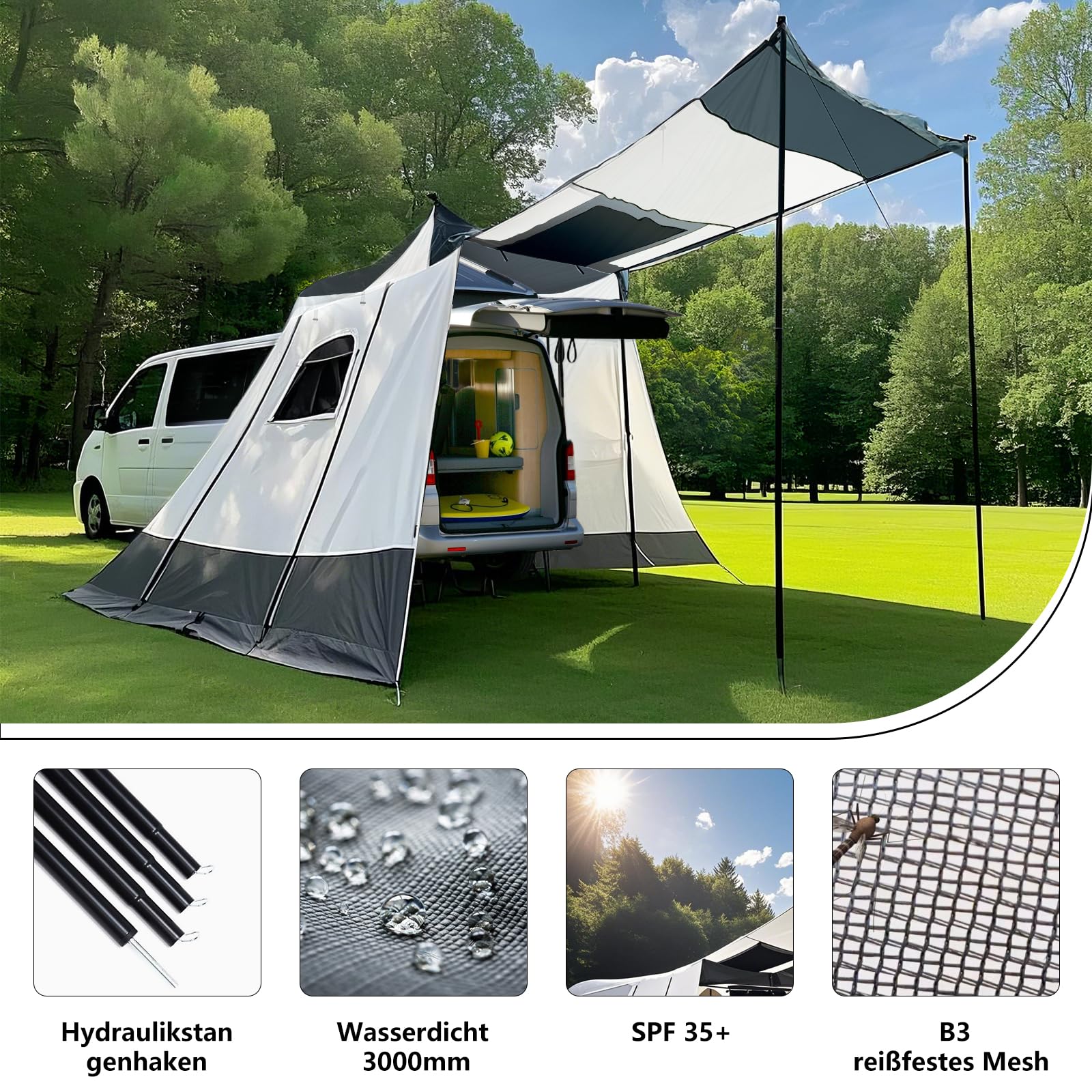 Heckzelt Auto, Anwendbar Auf Busvorzelt, Sonnensegel Mit Keder, Vw T5, Vw T4, Vw T6, Vorzelt Wohnwagen T5 T6 Camping Zubehör