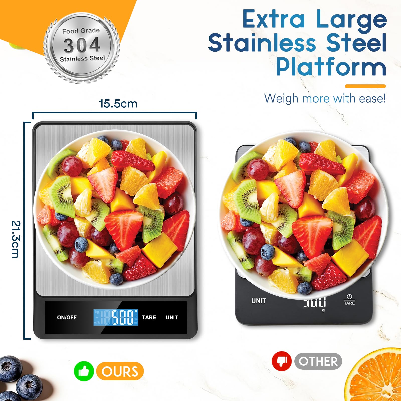 Image secondaire de Balance de Cuisine Zivacate 15 kg avec Écran LCD Rétroéclairé et Fonction Tare