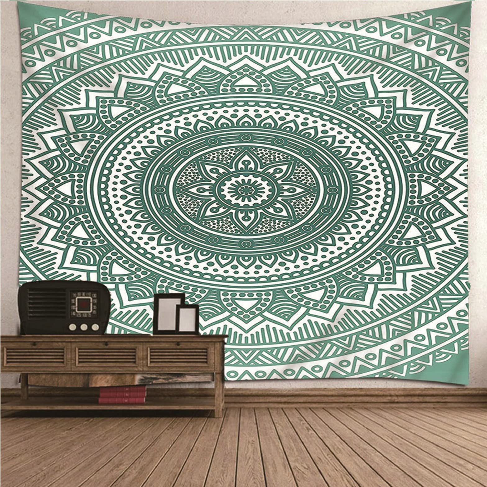 Isdreem Wandteppich Cute Wand Teppiche Kuche Retro-Blumenfiligranmuster Wandbehang Dekorationen Wandtuch Vorhang Grün Wandbehang Decke Stoffkunst Dekorationen 350x250cm