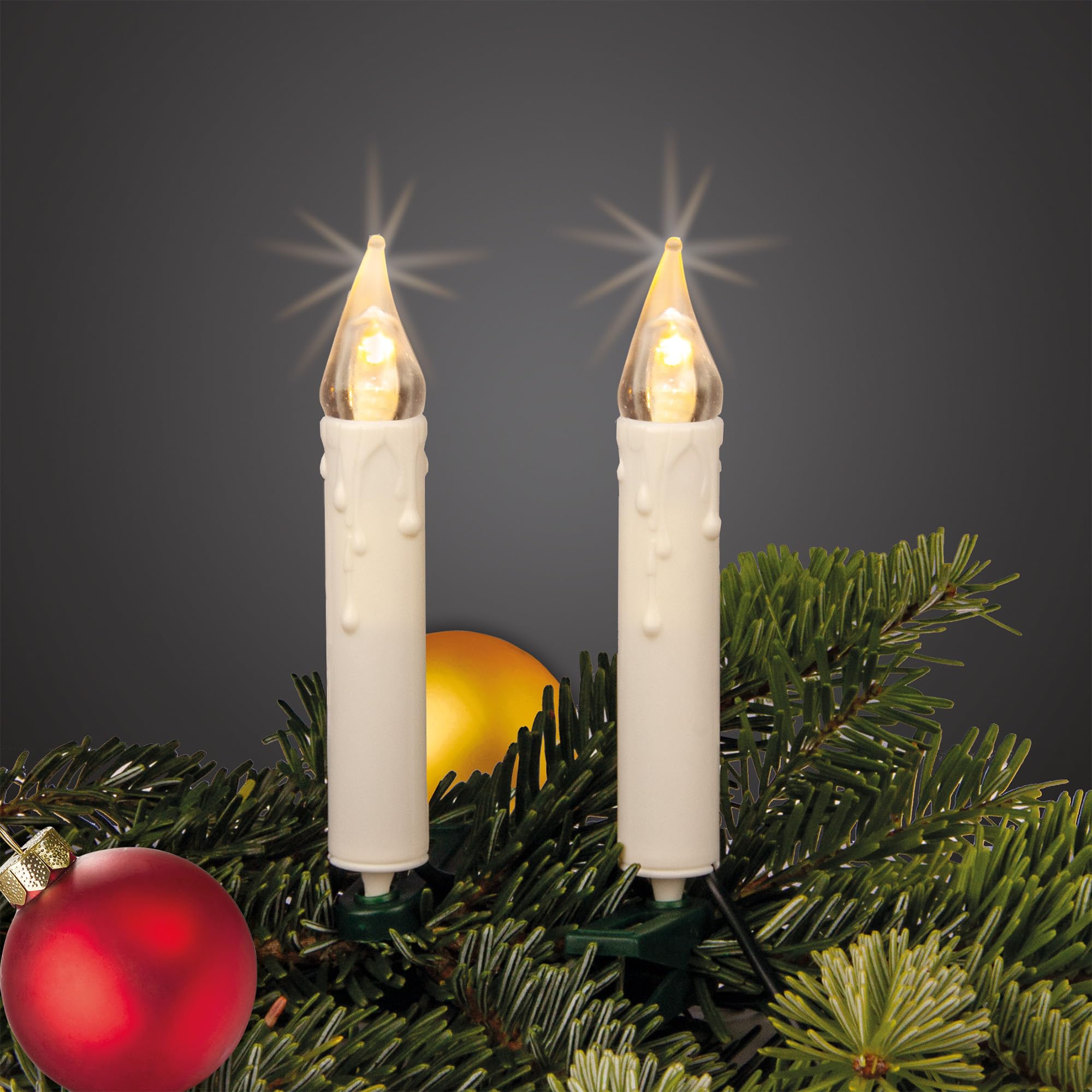 Hellum Catena luminosa per interni, 30 LED avorio, catena di luci per albero di Natale, 8,7 m illuminata + cavo da 3 m, cavo verde, bianco caldo, luminosità < 59 lm 151633