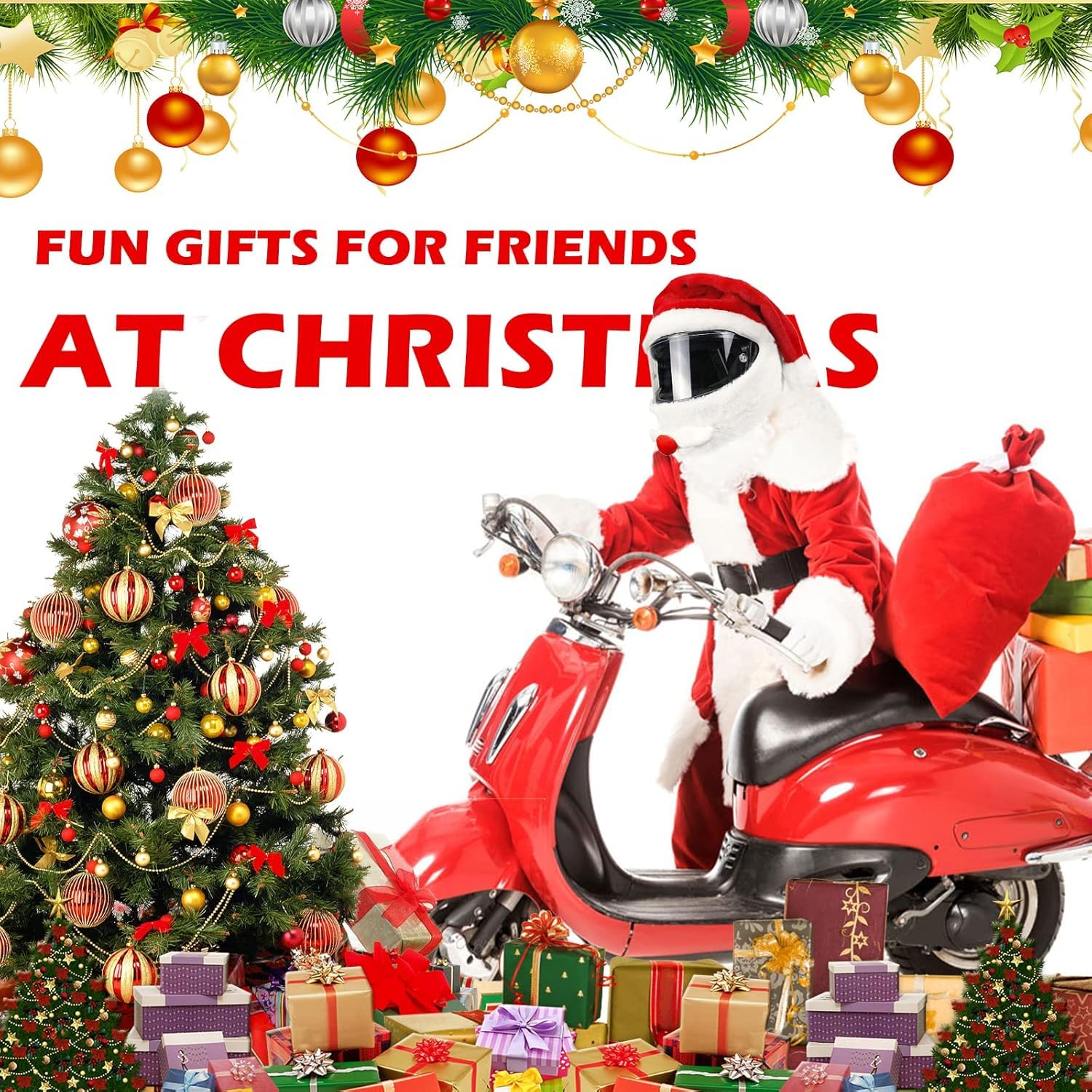 Kerst Helmhoes Voor Motor – Santa Hoed, Elastisch, Voor Volwassenen