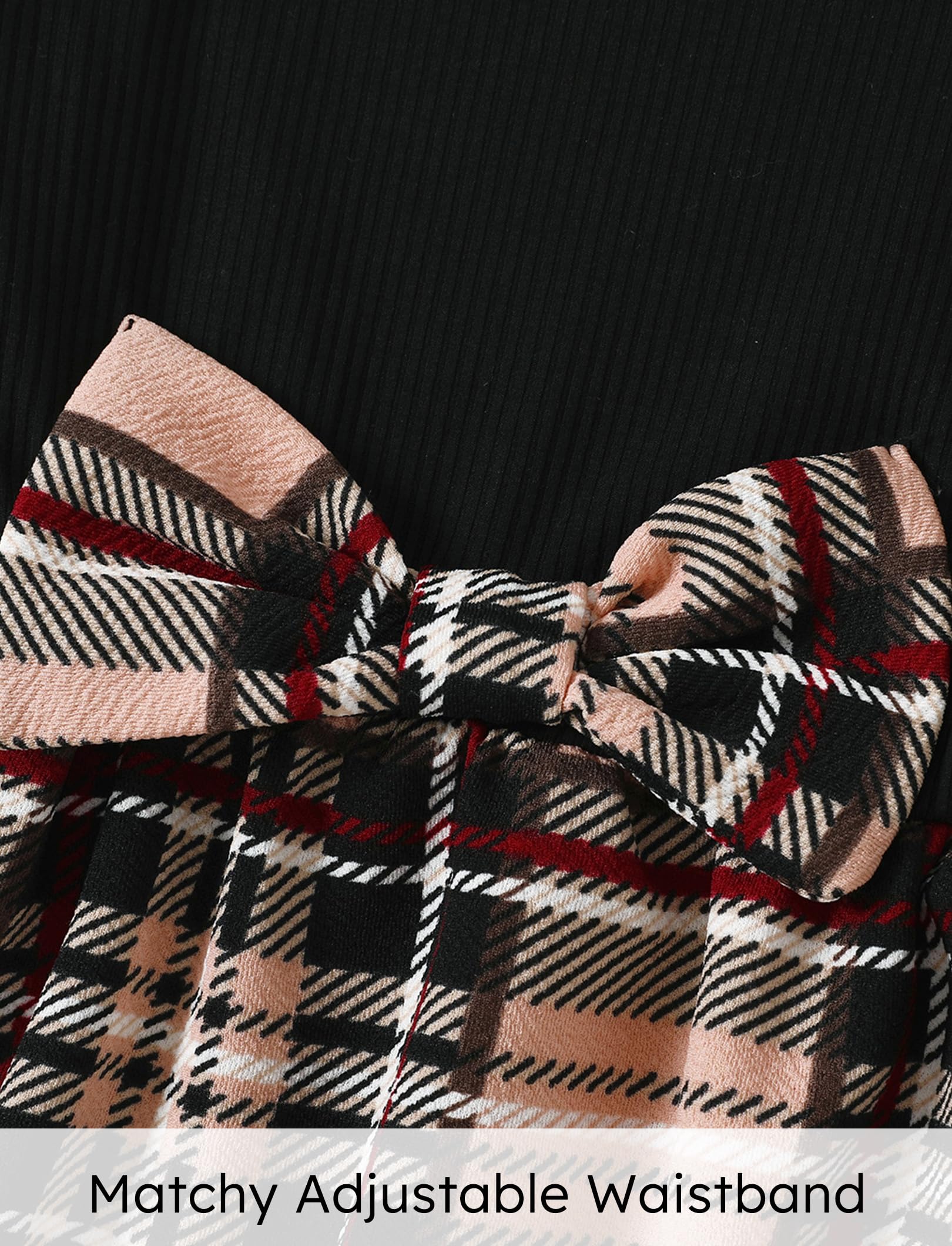 PATPAT Abito per la Famiglia in Stile Classico a Quadri, Completo Madre-Figlia/Padre-Figlio con Vestito e Camicia, Look Coordinato per Adulti e Bambini, Perfetto per Ritratti di Famiglia, Viaggi