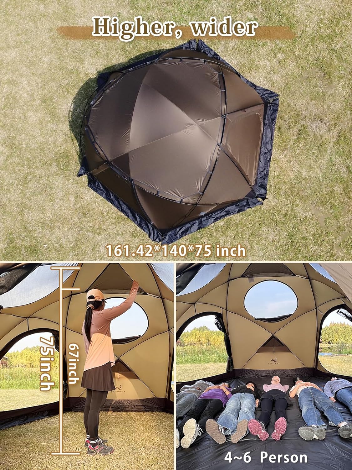 TOMOUNT Dome Hot Tent with Stove Jack 4 Person Backpacking Tent for 4 Season Waterproof Glamping Hiking