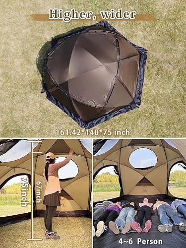 Miniatura 4 de TOMOUNT Tienda caliente de cúpula con estufa Jack 4 Persona Backpacking Carpa para 4 estaciones Nylon impermeable Glamping senderismo