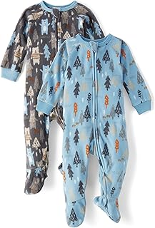 Baby Boys' and Toddler Fleece Zip-Front One Piece Footed Pajamas 2-Pack