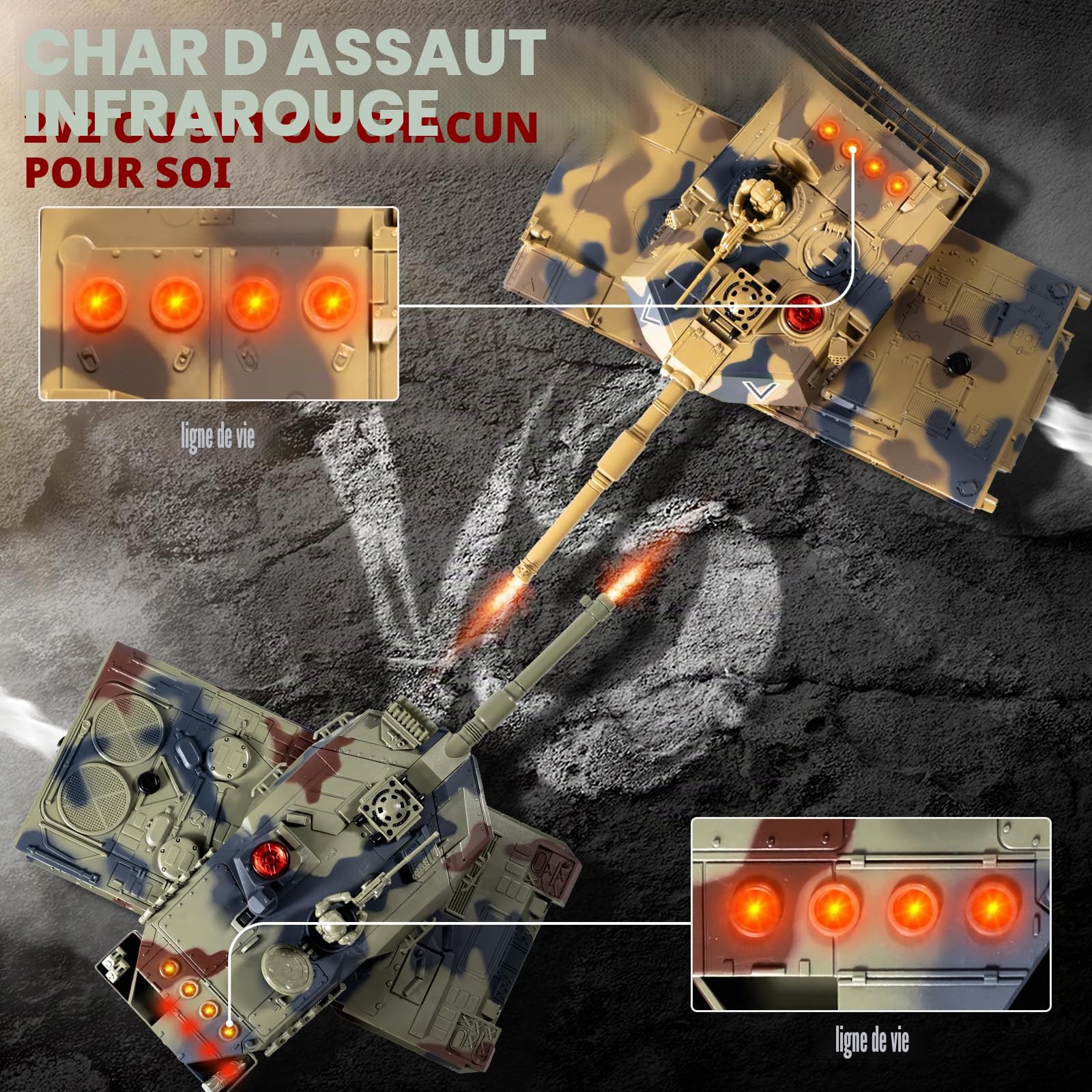 Supdex Tank Telecommande, RC Char 1/24 Telecommande, Leopard II Radiocommande, Combat avec de la Fumée et des Lumieres, Char Telecommandé Enfant, Convient aux Enfants de 6 Ans et Plus