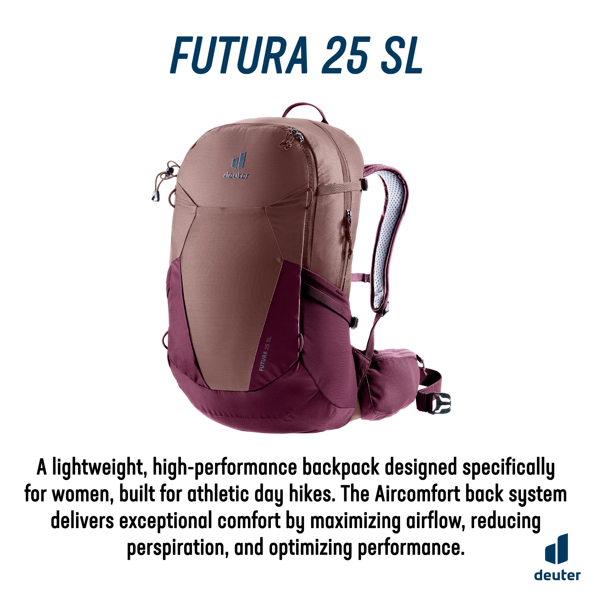 Deuter Futura 25 Sl Damski plecak turystyczny (1 sztuka), Ashrose-cassis, 25 L, Minimalistyczny