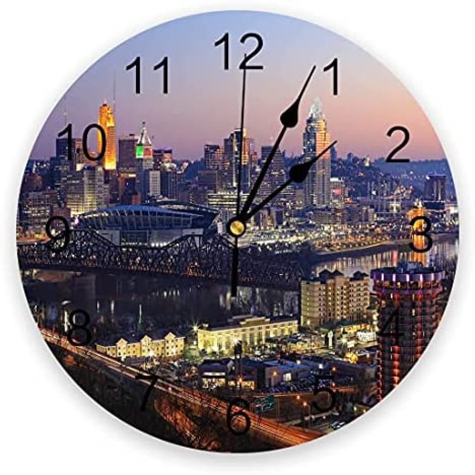 Modern Wall Clock Youth Bedroom Wall Clocks City Prosperous Evening Living Room Clocks Ornaments Baby Room Study Mute Wall Clocks