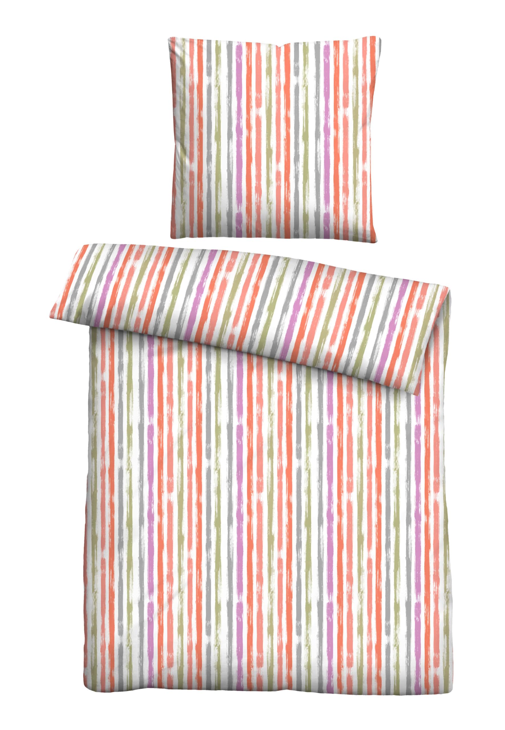 Bettwäsche Baumwoll Seersucker 0020372 LÄNGSSTREIFEN 1x 155x220 cm + 1x 80x80 cm, rot