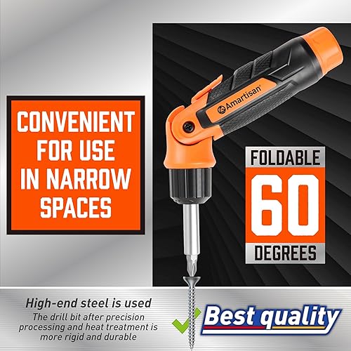 Miniatura 6 de Amartisan Destornillador de punta múltiple 12 en 1, destornillador de trinquete, destornillador de precisión de ajuste de 60 grados,