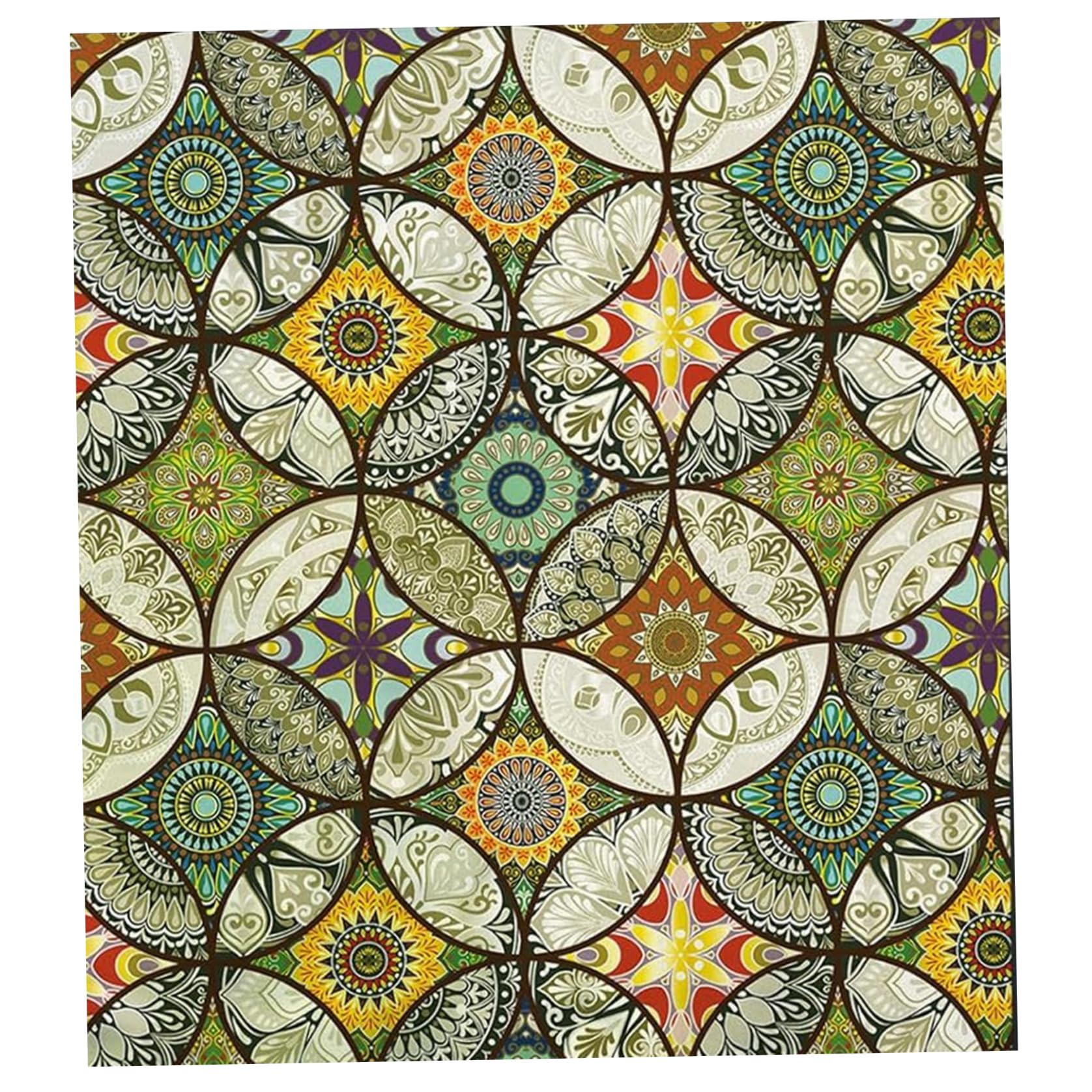 Tsawntd Stained Glass Window Film 78.7x17.7 Inch Static Cling Window Privacy Film Heat Insulated ＆ Waterproof for Bathroom Shower Glass Stained Cling Clings For
