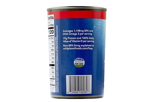 Miniatura 17 de Wild Planet Salmón salvaje Sockeye, sin piel y sin hueso, salmón enlatado, capturado de forma sostenible, sin OMG, Kosher 6 onzas (paquete de 12)