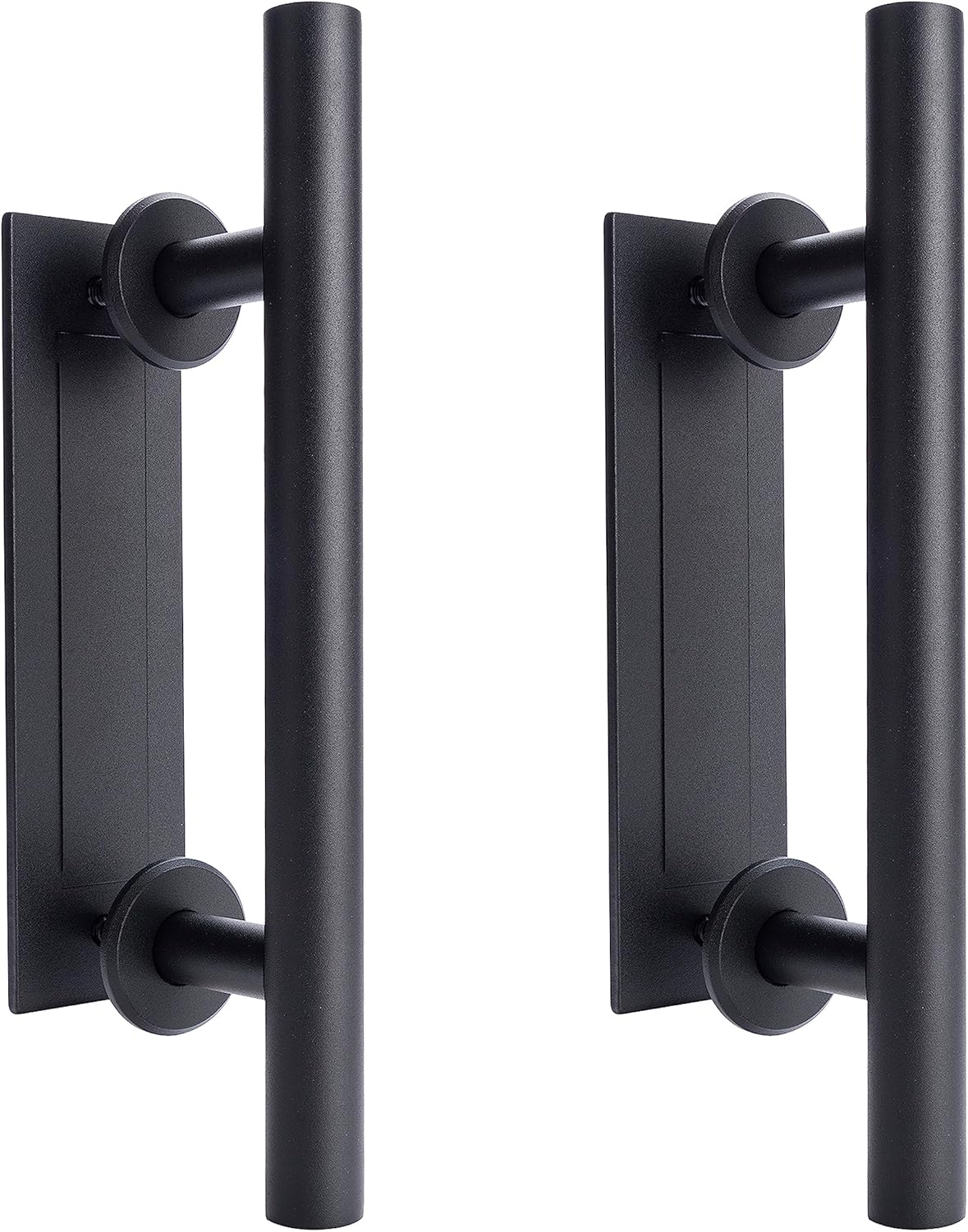 Wright Products Barn Door Pull and Flush Mounted Handle Set - Matte Black Interior Door Handle Set for Interior Barn Doors - Includes Hardware, 2 Pack