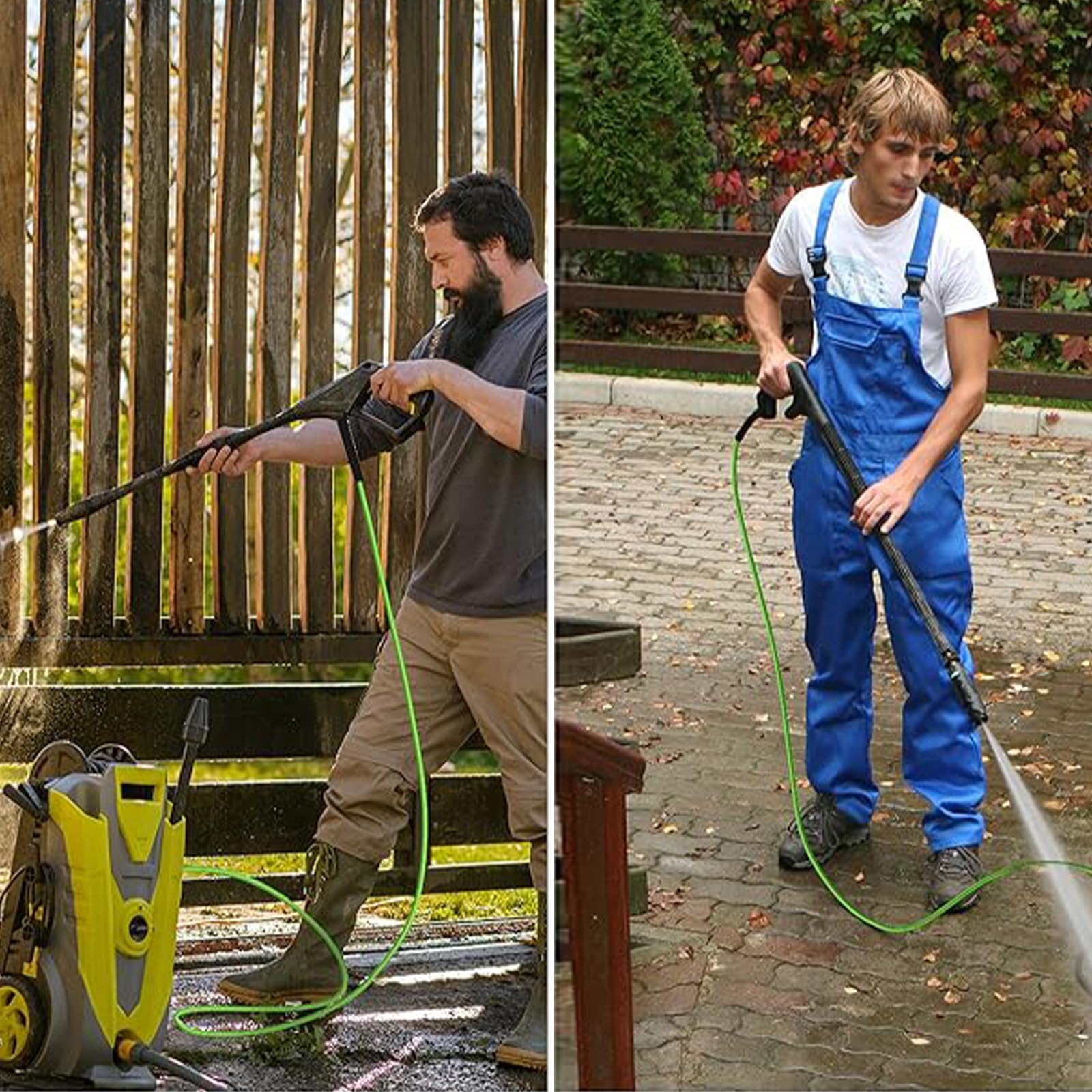 20M Hochdruckreiniger Schlauch für Kärcher, Jet Washer Verlängerungsschlauch mit Klick-Typ Stecker Schnellanschluss, grüner Ersatzschlauch für Kärcher K2 K3 K4 K5 K7 Ersatzteile