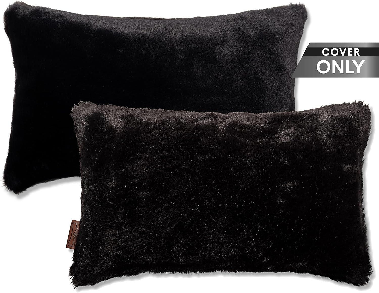 12 X 20 Throw Pillow Case ONLY, Lumbar Couch Pillow Cover Limited 2-Tone Baby Black Panther Faux Fur Pillowcase 1 PCS, Decorative Luxury Style Cushion Cover for Sofa, Bedroom, Covers, Hidden Zipper