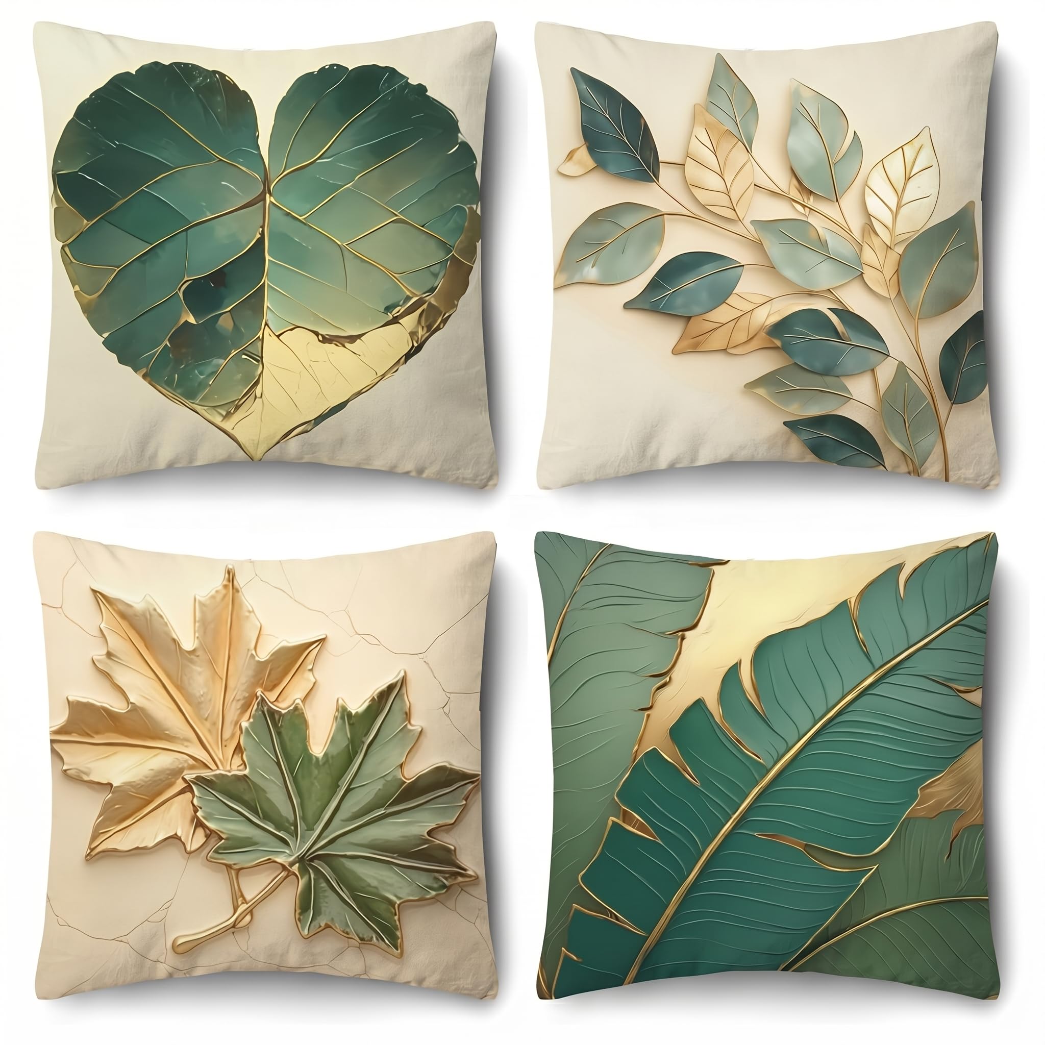 PVOODIRE 45x45 cm Short Plush Cushion Covers 4 Pack - Throw Pillow Covers for Indoor Outdoor Patio Sage Green Living Room Accessories