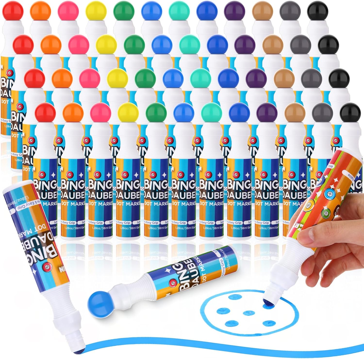 crtiin 48 pack mixed colors set of bingo daubers dot markers bulk bingo supplies in 12 colors dot art markers 1.28 oz paint craft ideal for art and crafts painting supplies drawing coloring