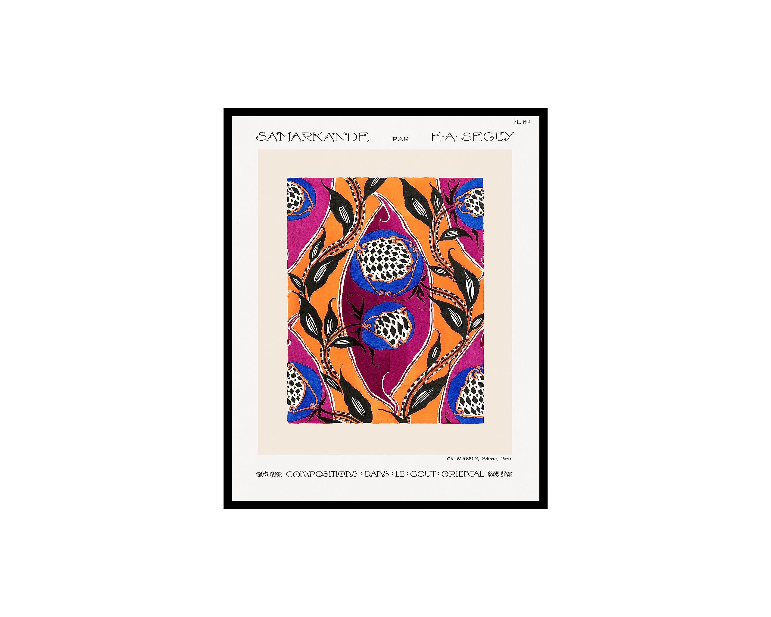 Poster Master Vintage Samarkande Poster - Retro Flower Print - Oriental Style Art - Floral Wall Art - Gift for Men, Women - Art Deco Wall Decor for Kitchen or Living Room - 8x10 UNFRAMED Wall Art