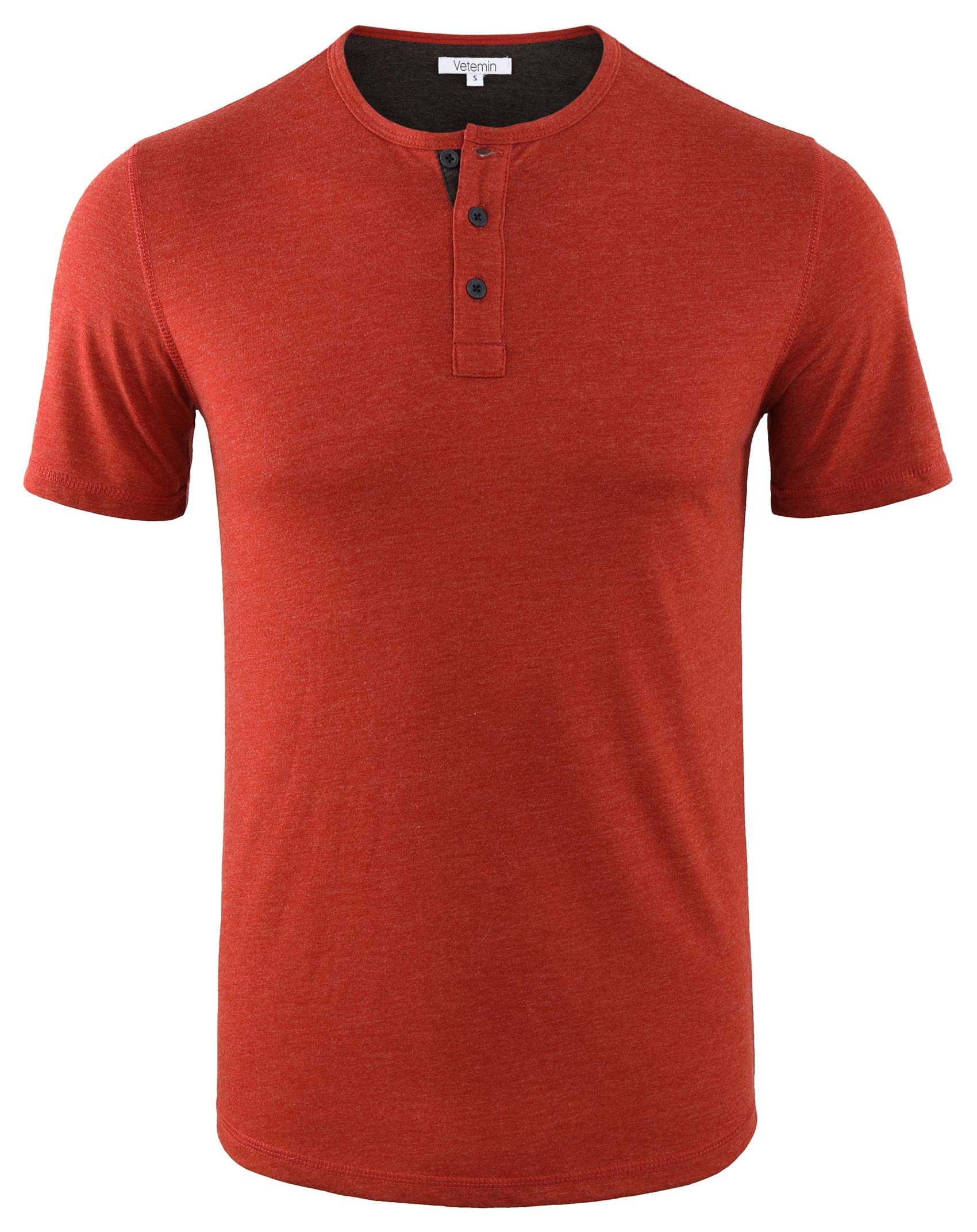 Vetemin Men's Casual Soft Solid Retro Workout Gym Short/Long Sleeve Active Sports Henley Tee Shirt