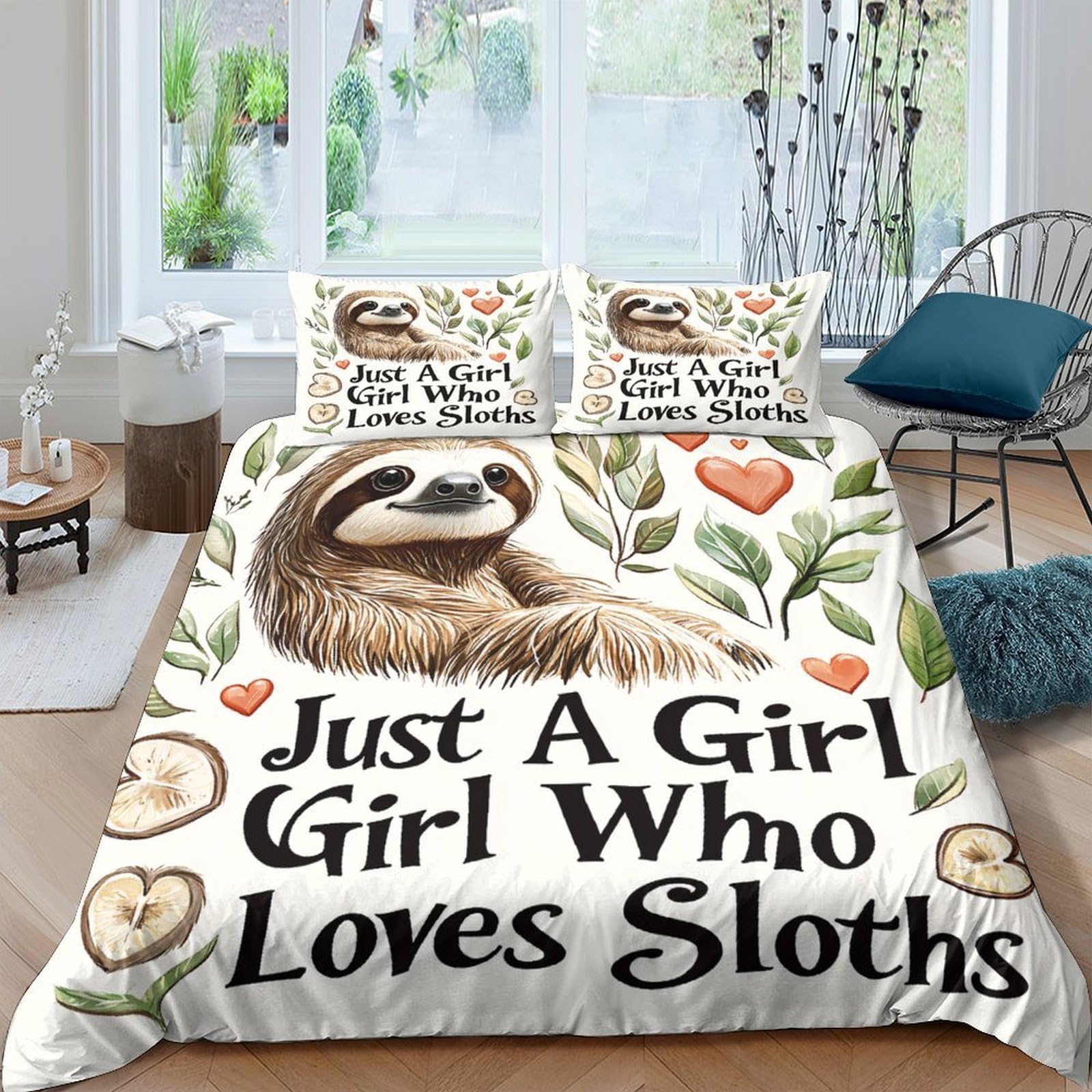 Ctjqhvkz Style-8 3D Printed Sloth Jungle Fitted Sheet Microfiber Soft Leaves Bed Cover For Bedroom Dorm Easy Clean Decor 119 Single（135X200cm）