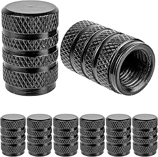 Your Day Mate 8 Pcs Black Aluminum Valve Caps for Car Schrader Valves With Gasket - Tyre Caps for Bicycle, Motorcycle, Car, Scooter Air Valves - Dust Cover Caps