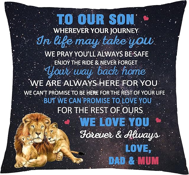 aligarian To Son Cushion Cases Pillow Cover Starry Sky Pillowcases Birthday Gift Coming-of-age Ceremony Inspirational Pillow Cases Graduation Best Wishes Home Car Decors (Type 1)