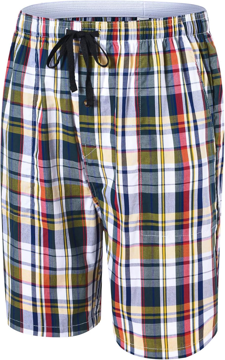 MoFiz Men's Plaid Pajama Shorts 3-Pack Woven Cotton Sleep & Lounge Shorts, Lightweight PJ Bottoms with Pockets & Button Fly - Image 3